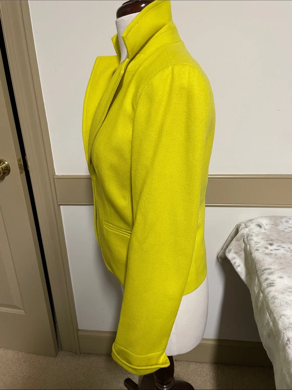 J Crew Neon Yellow wool Tailored Blazer Jacket 4